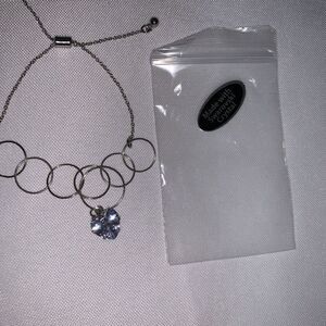 VTG Swarovski heart crystal silver overlay bracelet adjustable sliding clasp.